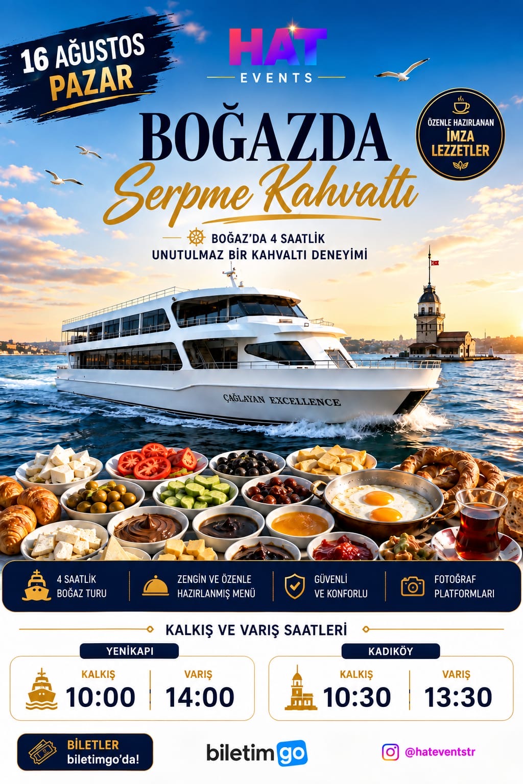 23 Ağustos Pazar Boğazda Serpme Kahvaltı