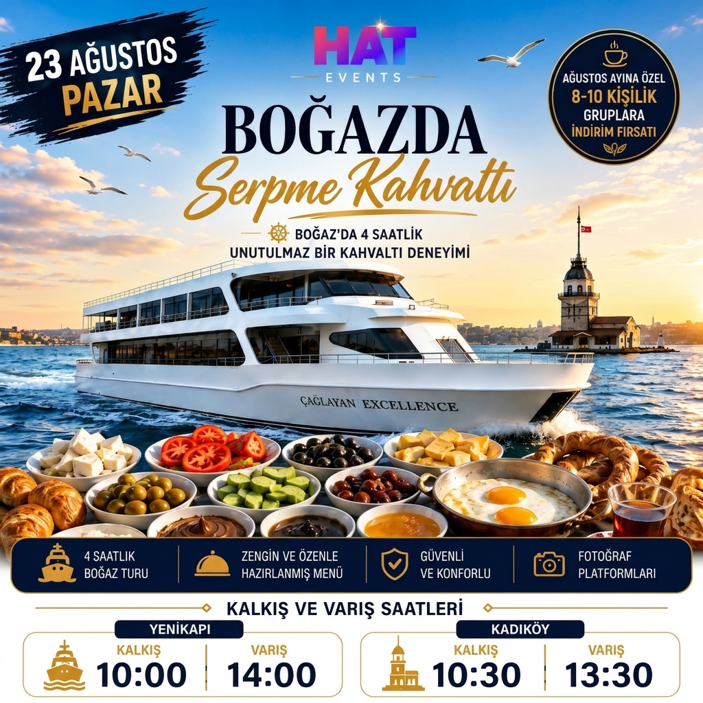 23 Ağustos Pazar Boğazda Serpme Kahvaltı
