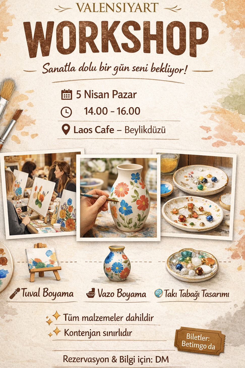 Tuval & Seramik Vazo & Takı Tabağı Boyama