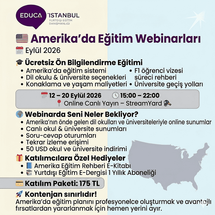 Amerika’da Eğitim Webinarları – Eylül 2026