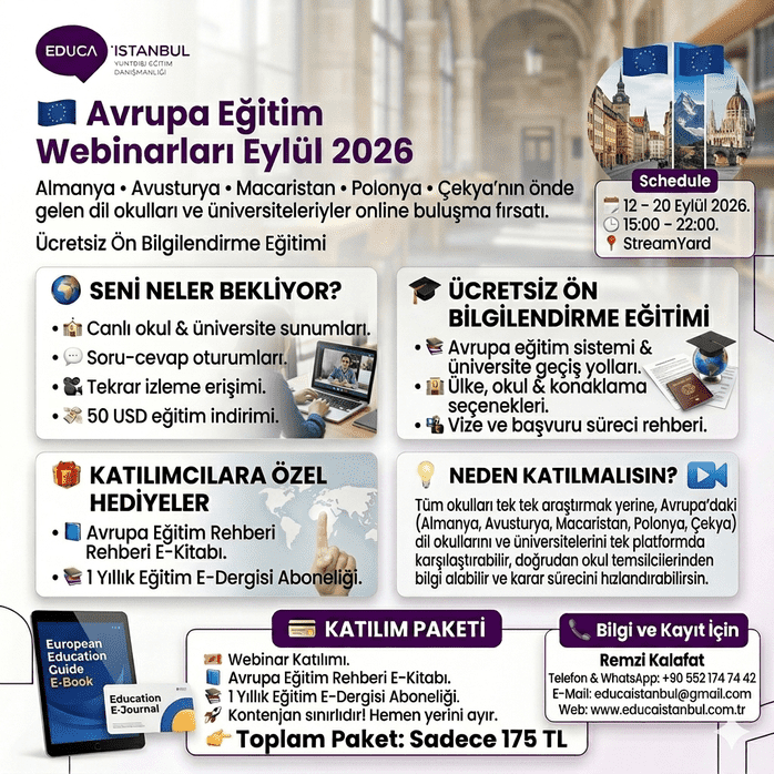 Avrupa’da Eğitim Webinarları Eylül 2026