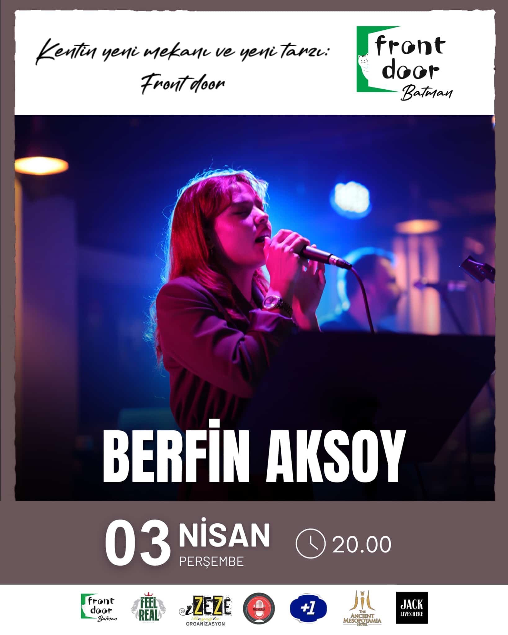 BERFİN AKSOY KONSERİ / FRONT DOOR BATMAN 3 Nisan