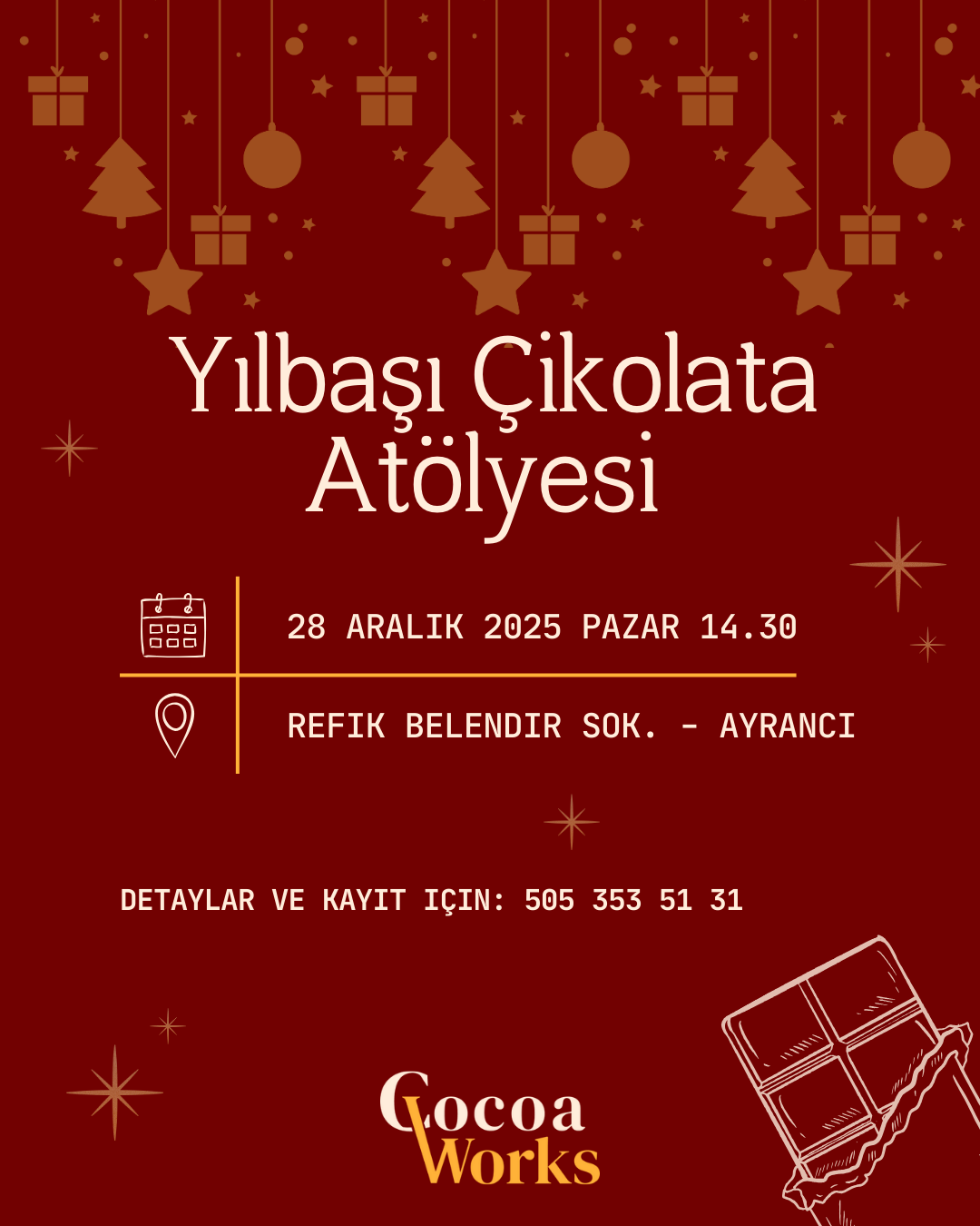 Cocoa Works Yılbaşı Çikolata Yapım Atölyesi