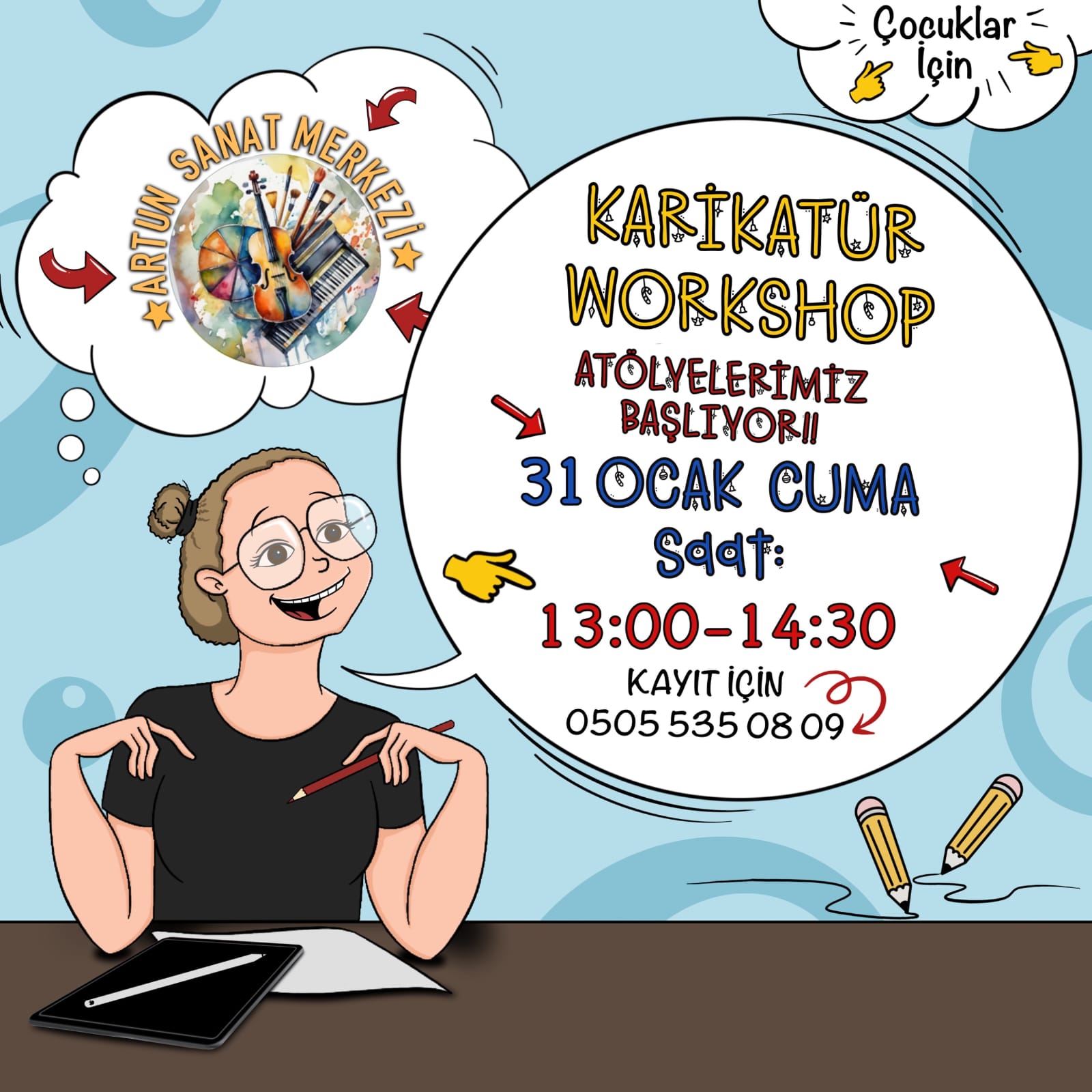 Çocuklar için Karikatür Workshop