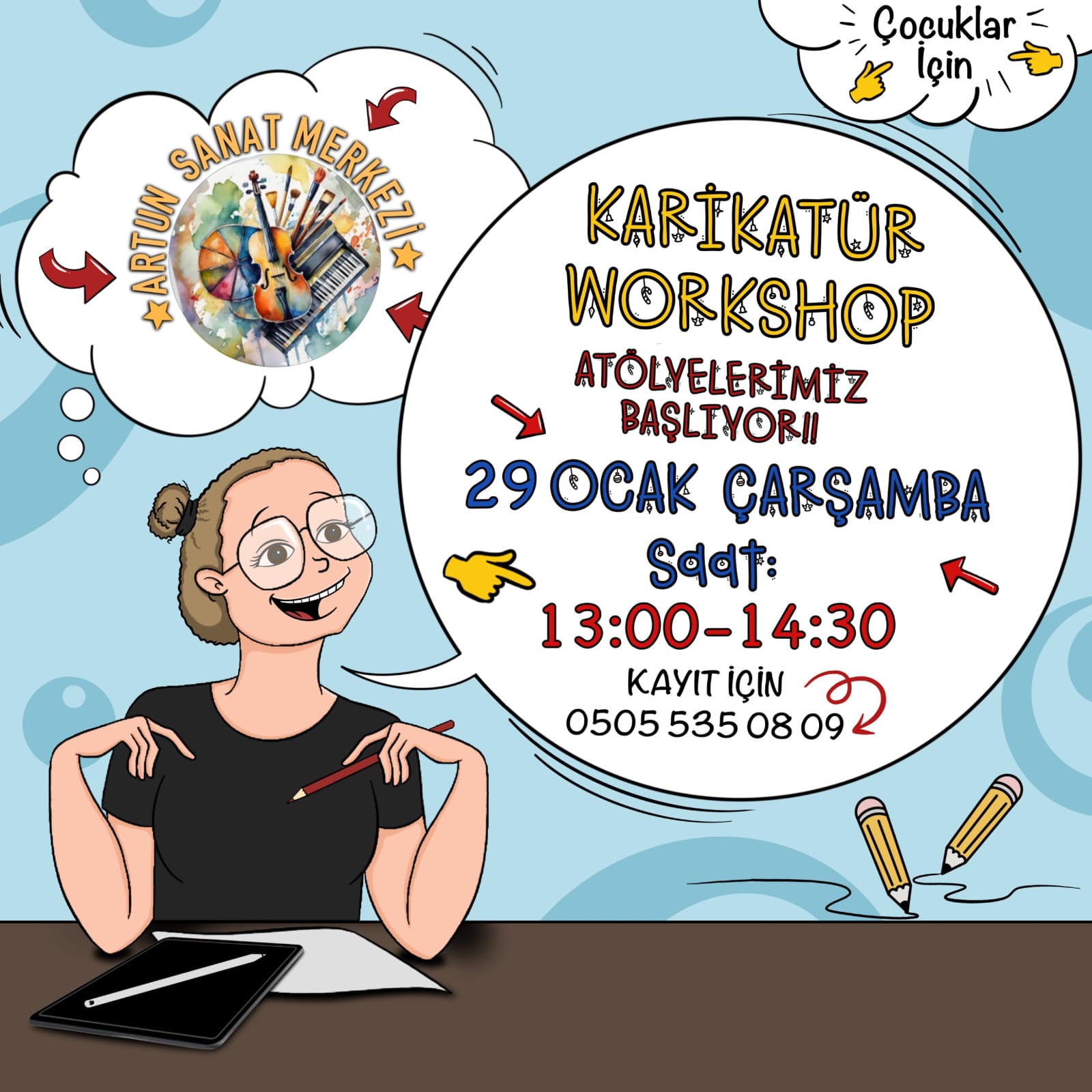 Çocuklar için Karikatür Workshop