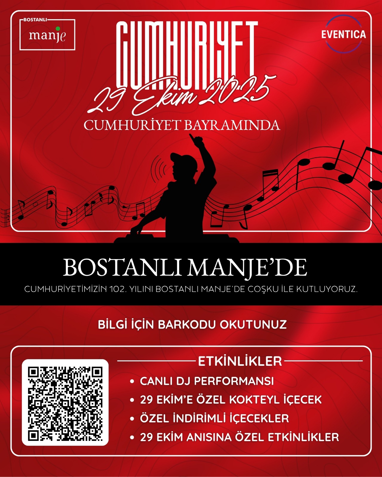 İZMİR - Cumhuriyet 102: DJ ARDA ile 29 Ekim Kutlaması — Bostanlı Manje