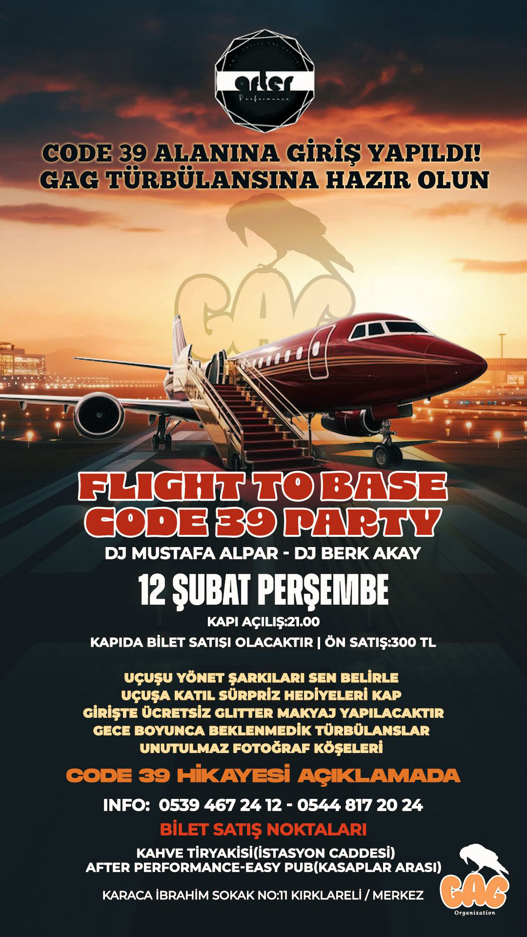 Flight to base code 39 PARTY