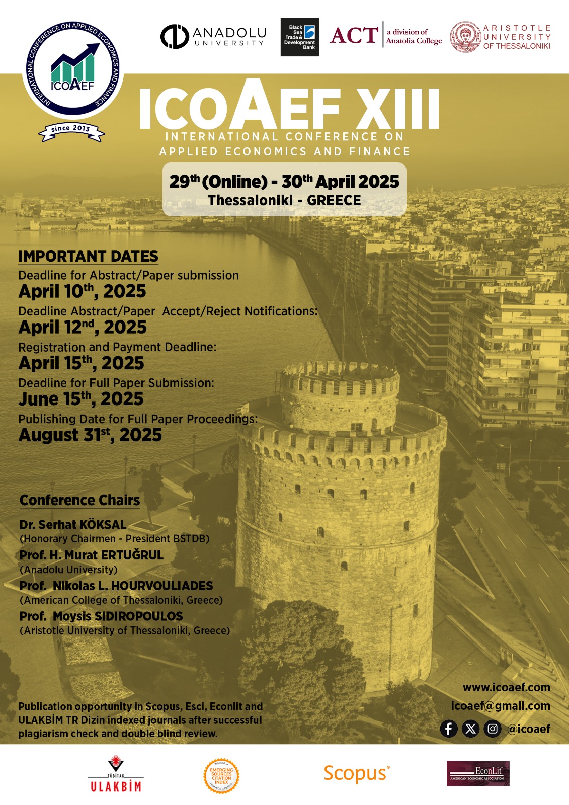 International Conference on Applied Economics and Finance (ICOAEF XIII)