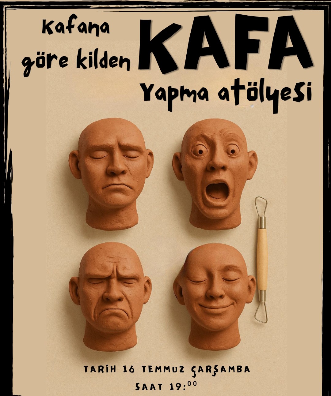 Kafana göre kilden kafa yapma atölyesi