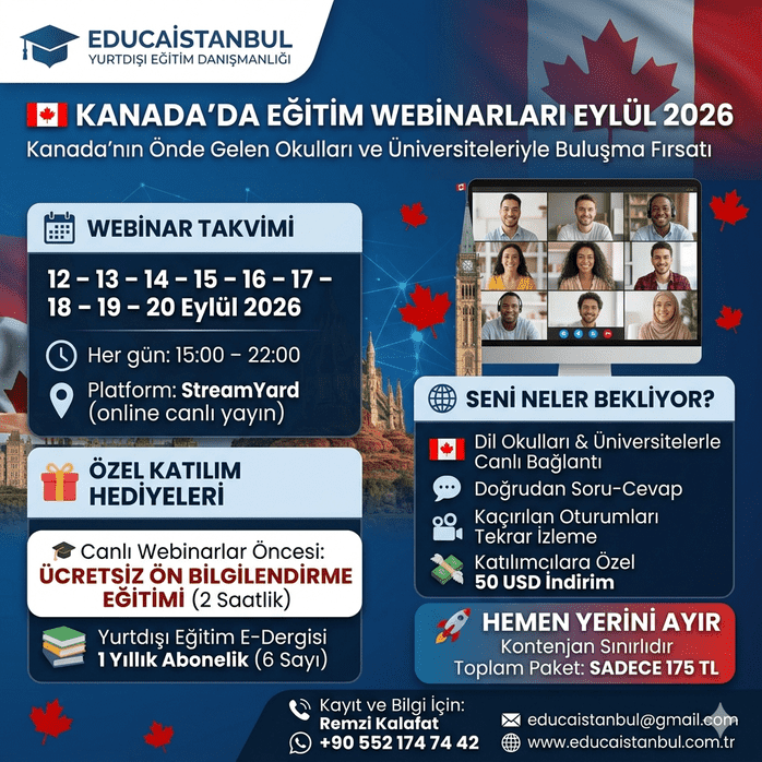 Kanada’da Eğitim Webinarları Eylül 2026
