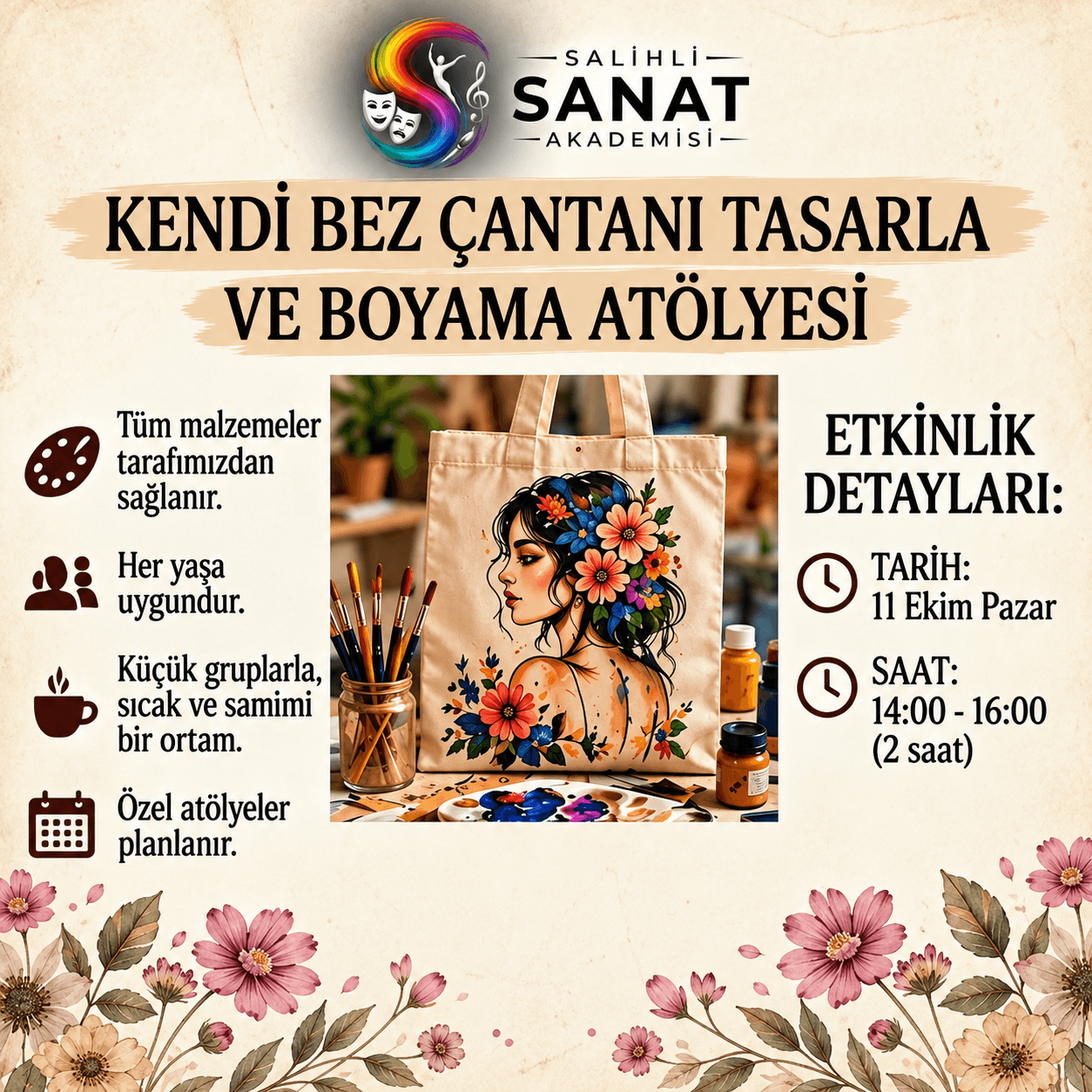 Kendi Bez Çantanı Tasarla ve Boya etkinlik afişi