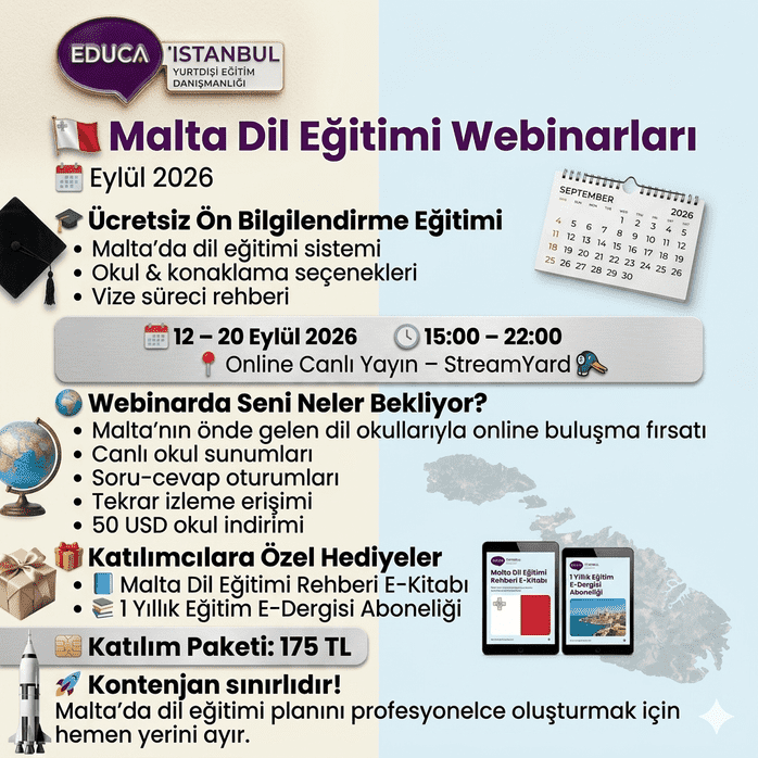 Malta’da Dil Eğitimi Webinarları Eylül 2026