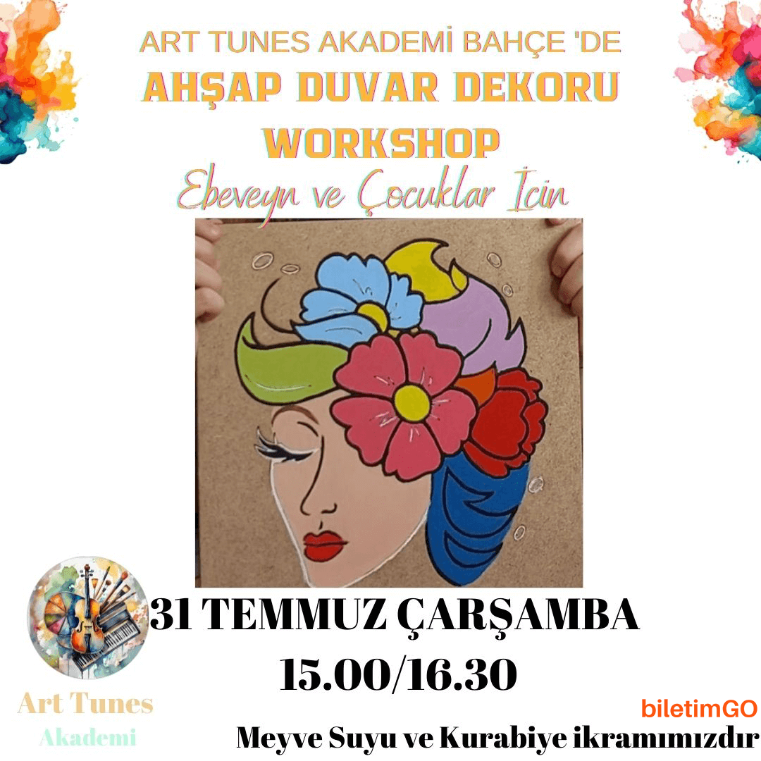 Meyve Suyu ve Kurabiye Eşliğinde Ahşap Duvar Dekoru Boyama Workshop