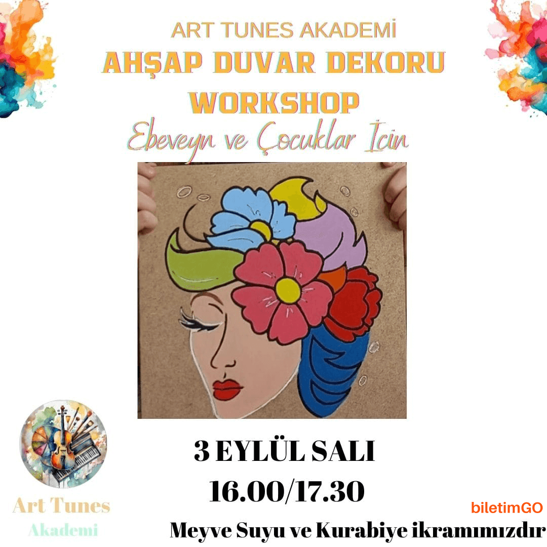 Meyve Suyu ve Kurabiye Eşliğinde Ahşap Duvar Dekoru Boyama Workshop