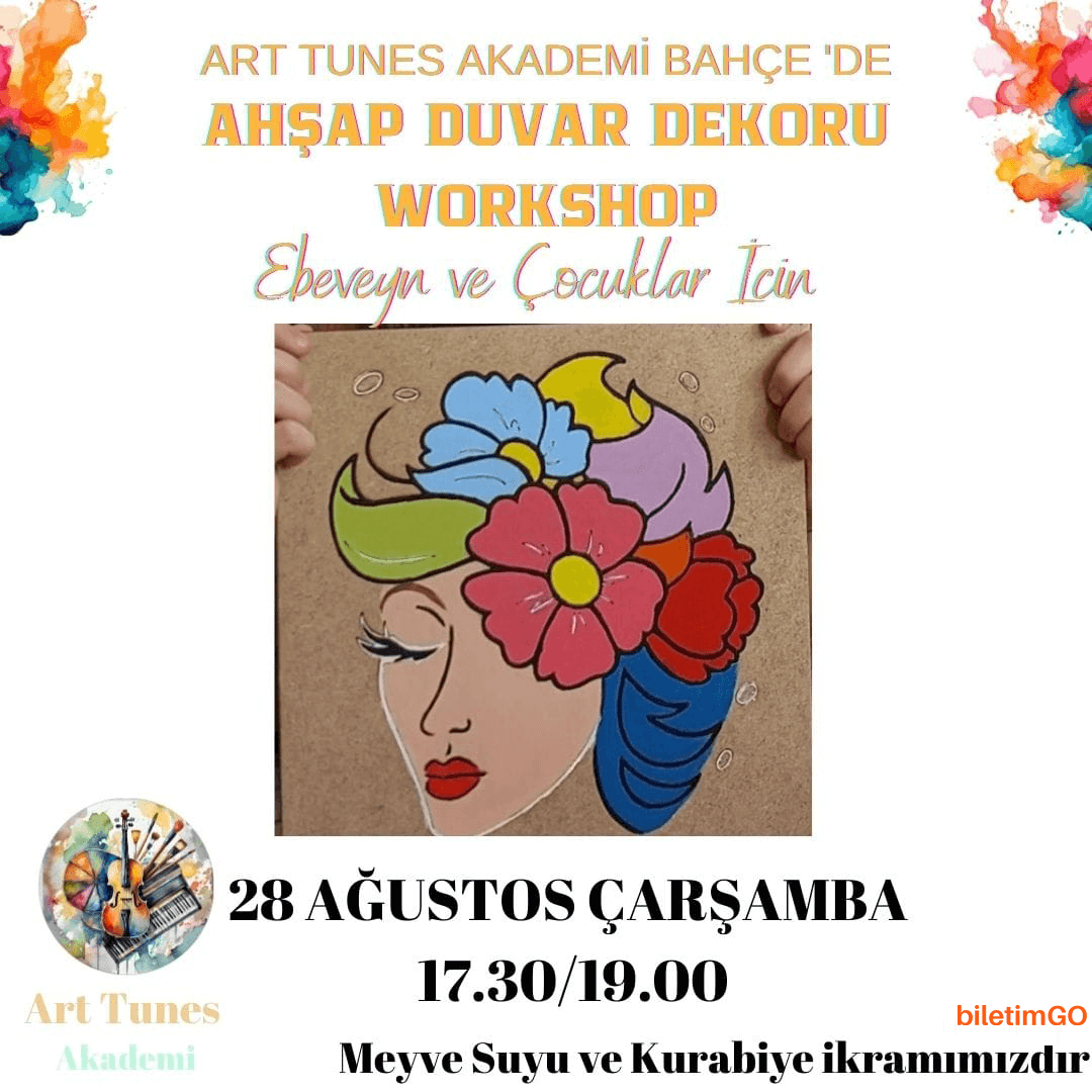 Meyve Suyu ve Kurabiye Eşliğinde Ahşap Duvar Dekoru Boyama Workshop