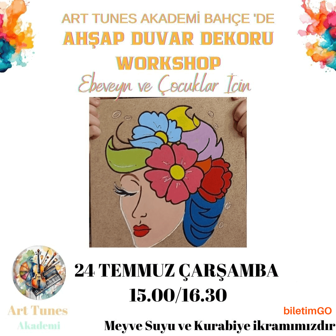 Meyve Suyu ve Kurabiye Eşliğinde Ahşap Duvar Dekoru Boyama Workshop