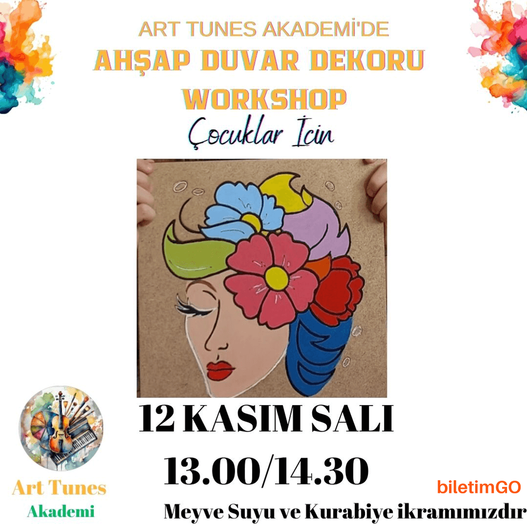 Meyve Suyu ve Kurabiye Eşliğinde Ahşap Duvar Dekoru Boyama Workshop