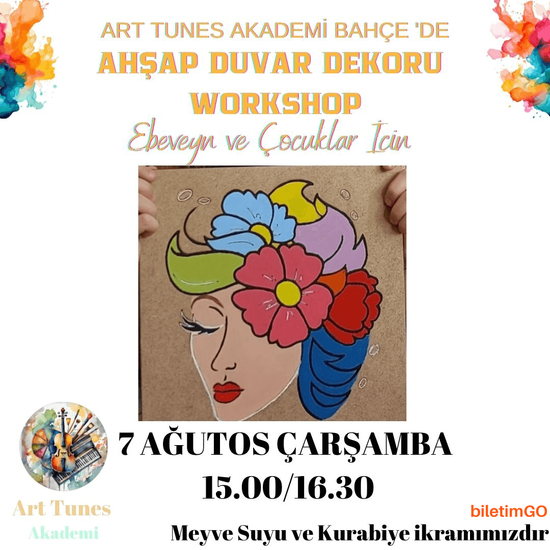 Meyve Suyu ve Kurabiye Eşliğinde Ahşap Duvar Dekoru Boyama Workshop