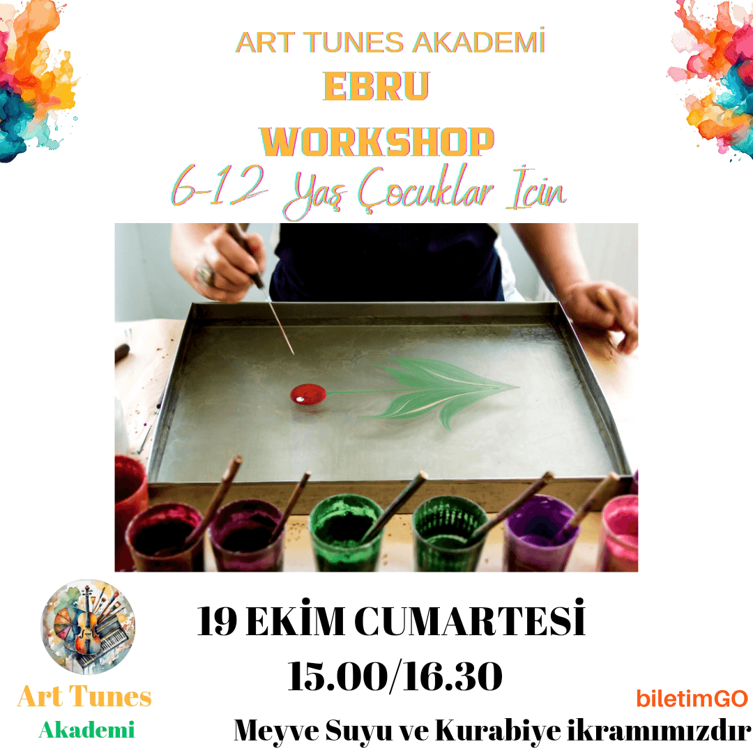 Meyve Suyu ve Kurabiye Eşliğinde Ebru Workshop (6-12 Yaş Çocuklar İçin)