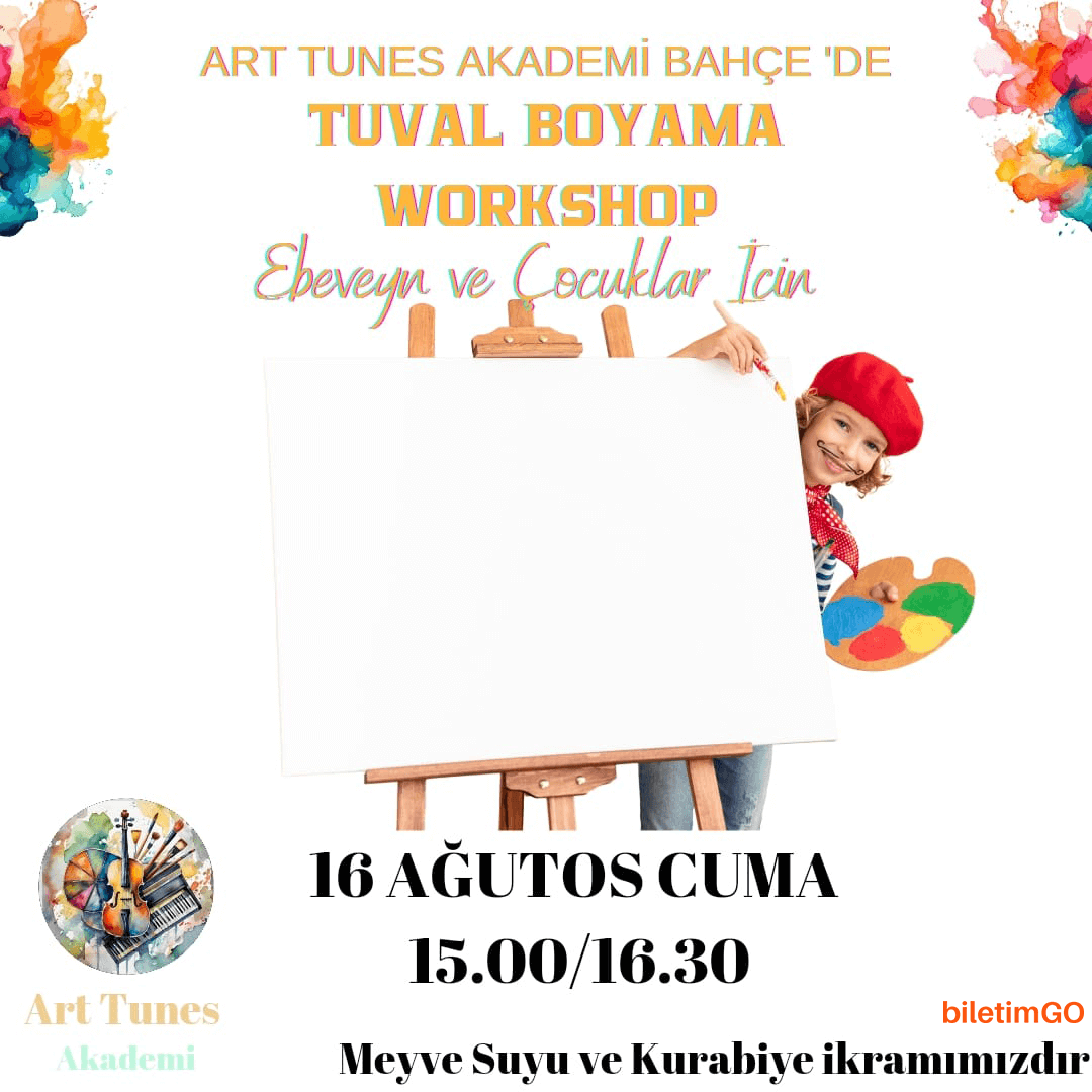 Meyve Suyu Ve Kurabiye Eşliğinde Tuval Boyama Workshop