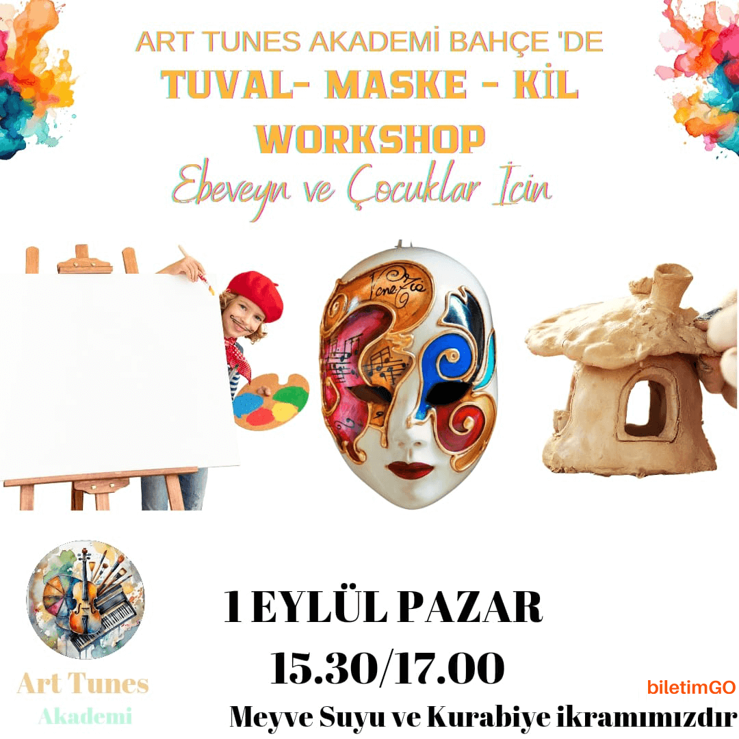 Meyve Suyu ve Kurabiye Eşliğinde Tuval - Maske - Kil Workshop