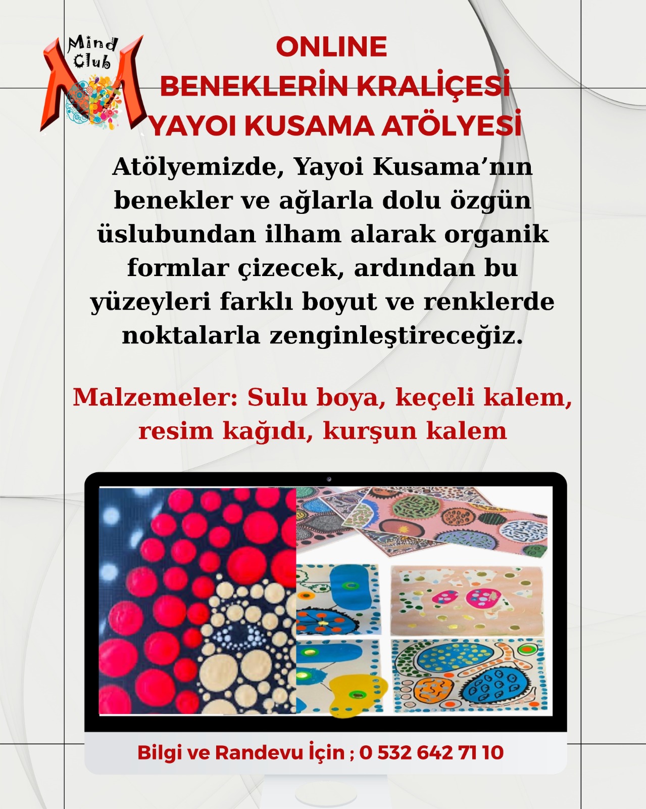 Online Beneklerin Kraliçesi Yayoi Kusama Atölyesi (7-10 YAŞ)