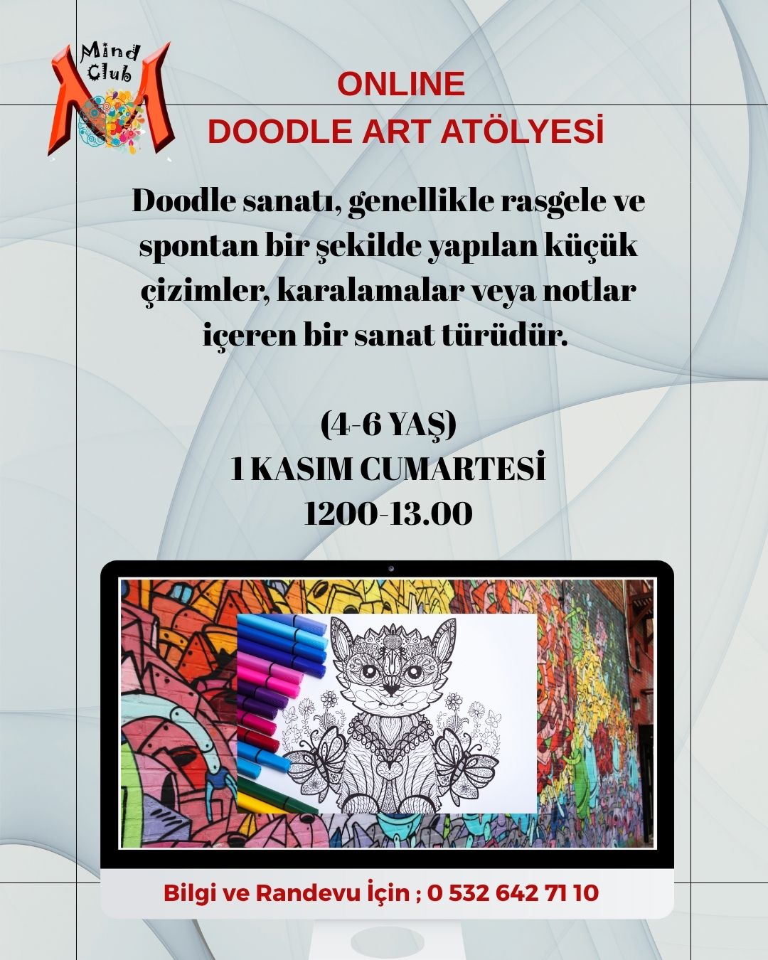 Online Doodle Art Atölyesi (4-6 Yaş)