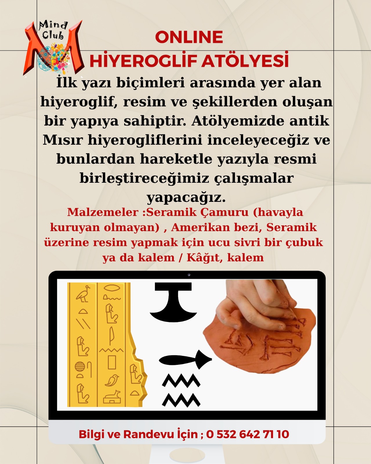 Online Hiyeroglif Atölyesi (8-12 Yaş)
