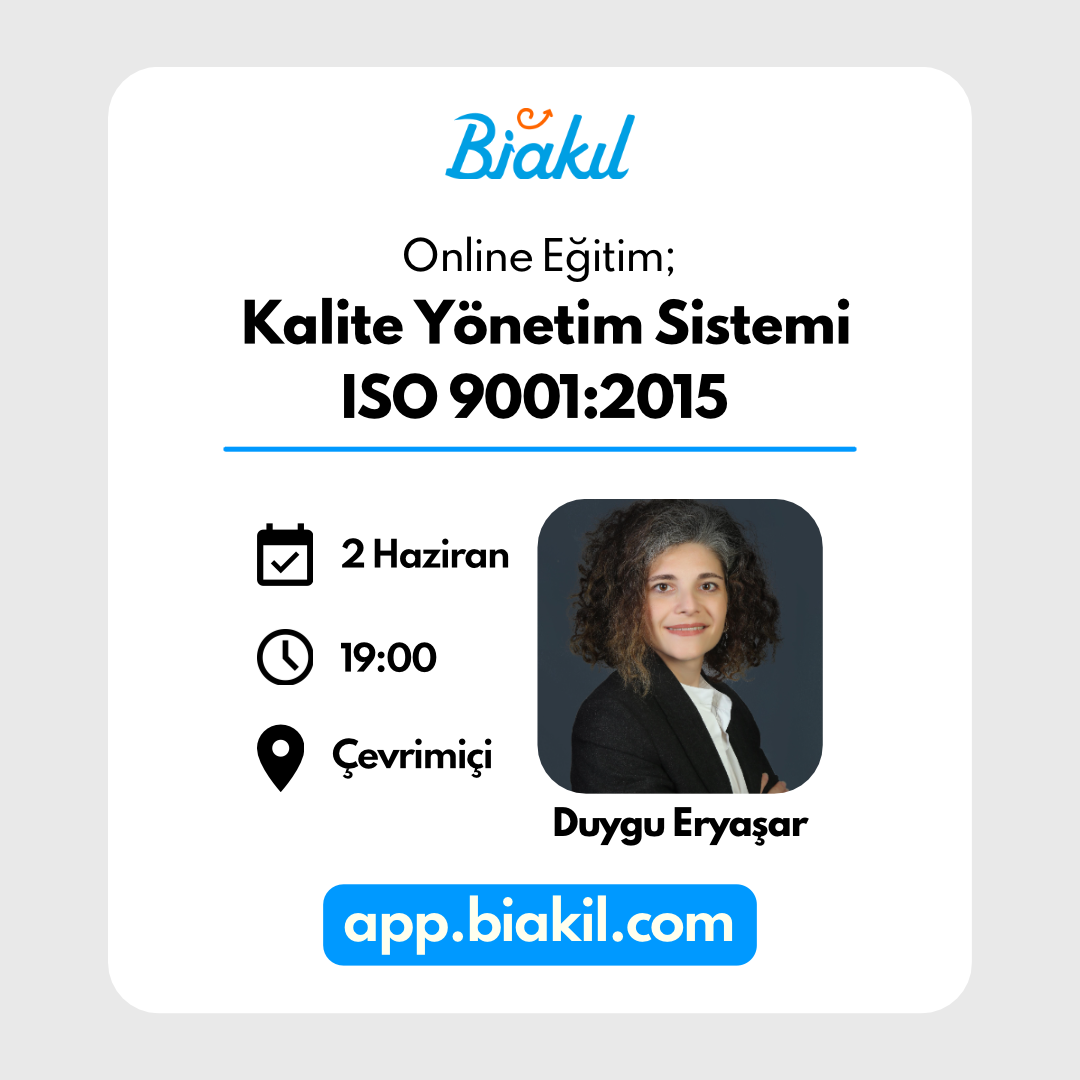 Online; Kalite Yönetim Sistemi ISO 9001:2015 Eğitimi