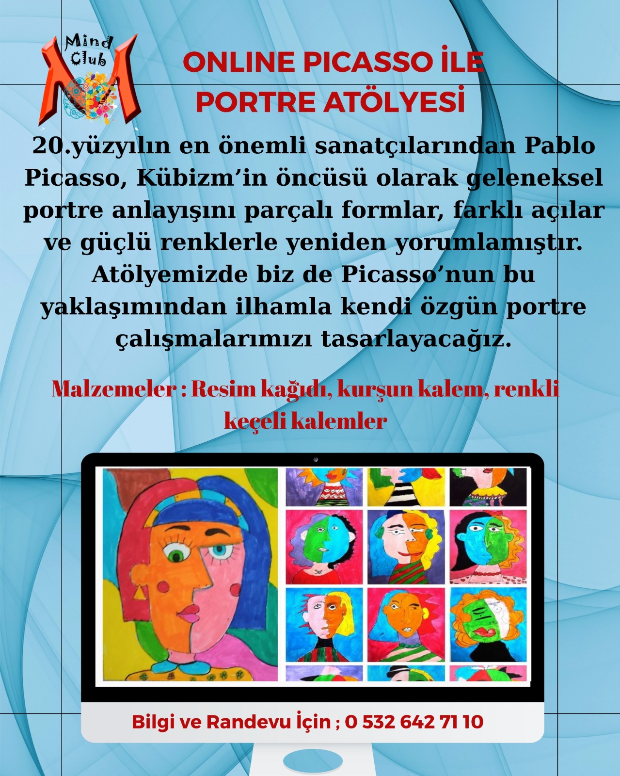 Online Picasso ile Portre Atölyesi (4-6 Yaş)