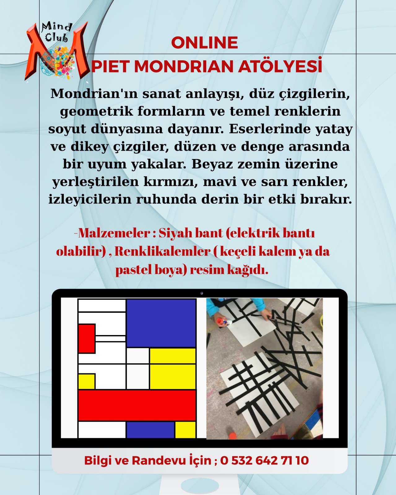 Online Piet Mondrian Atölyesi (4-6 Yaş)