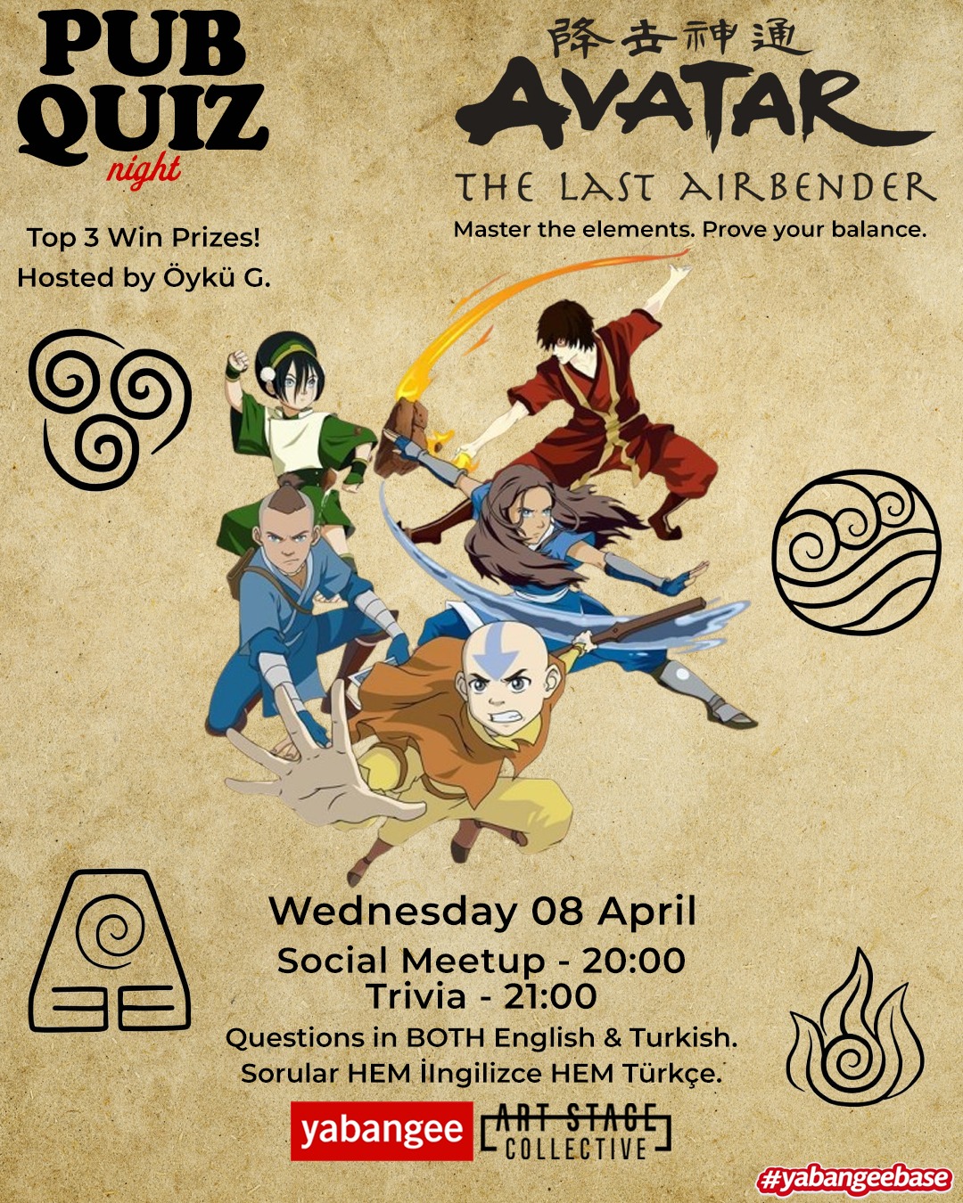 Pub Quiz Night on Avatar the Last Airbender: Questions in BOTH English & Turkish