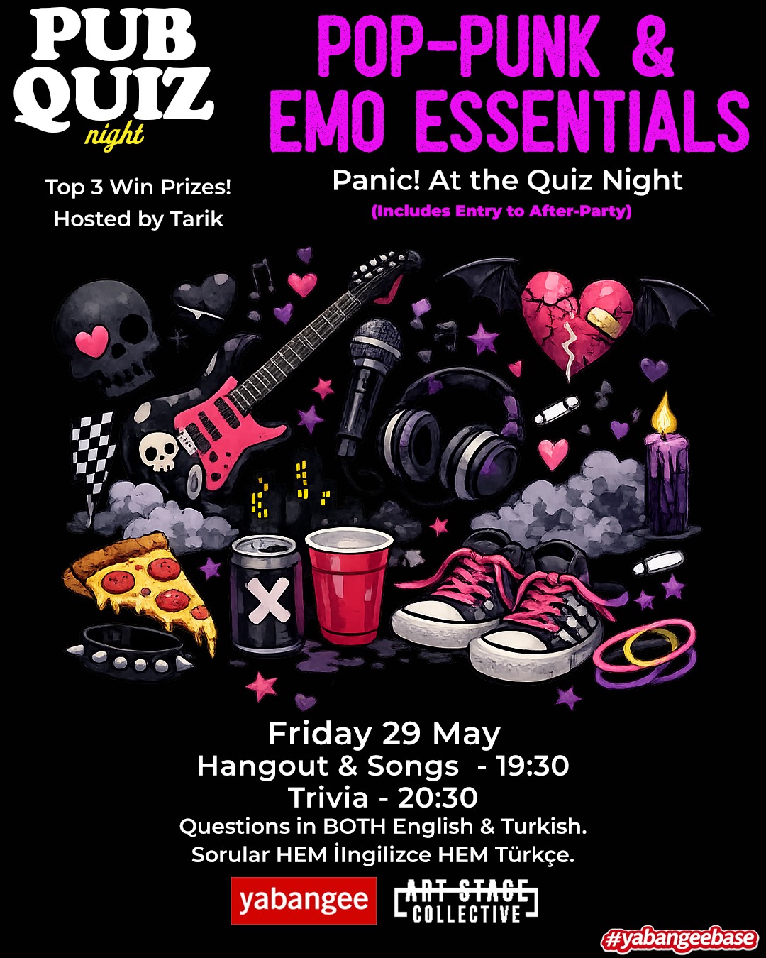 Pub Quiz Night on Pop-Punk & Emo Essentials: Questions in English & Turkish