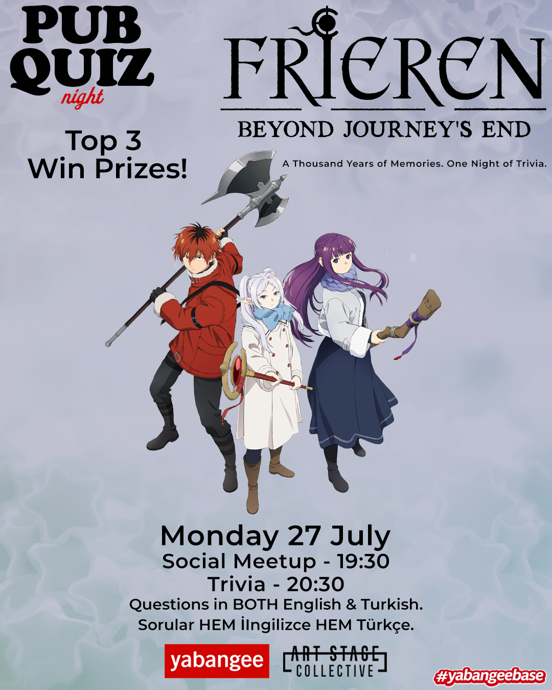Pub Quiz on Frieren: Beyond Journey's End - Questions in English and Turkish