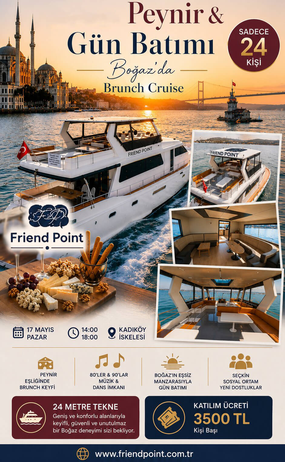 İçecek, Peynir & Gün Batımı | Boğaz’da Brunch Cruise Tekne