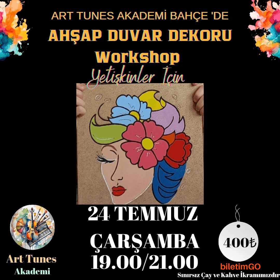 Sınırsız Çay ve Kahve Eşliğinde Ahşap Duvar Dekoru Boyama Workshop