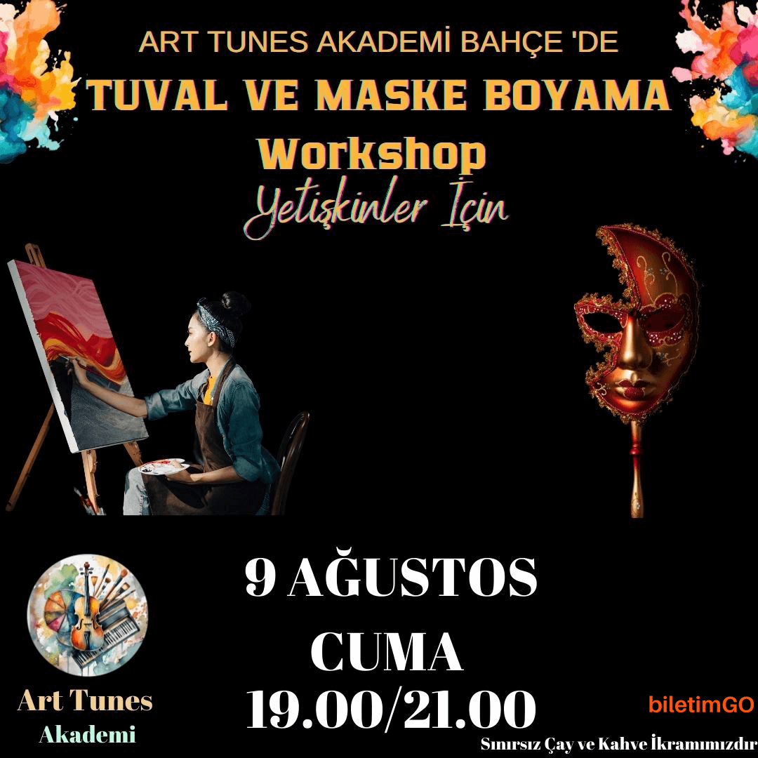 Sınırsız Çay ve Kahve Eşliğinde Tuval ve Maske Boyama Workshop