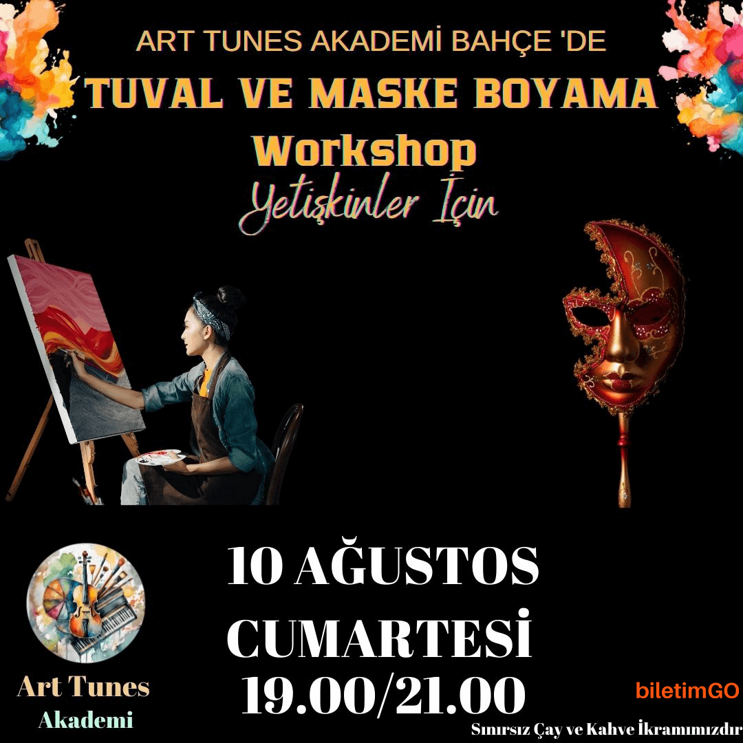 Sınırsız Çay ve Kahve Eşliğinde Tuval ve Maske Boyama Workshop
