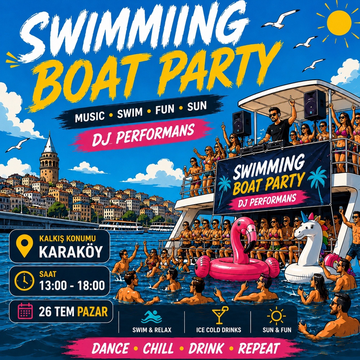 Swimming Boat Party